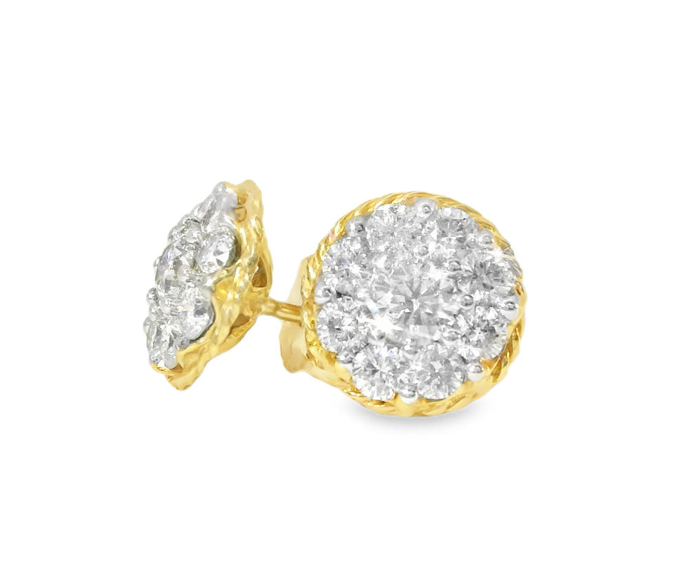 Stunning Estate 14K Yellow Gold 1 Carat Diamond Stud Earrings