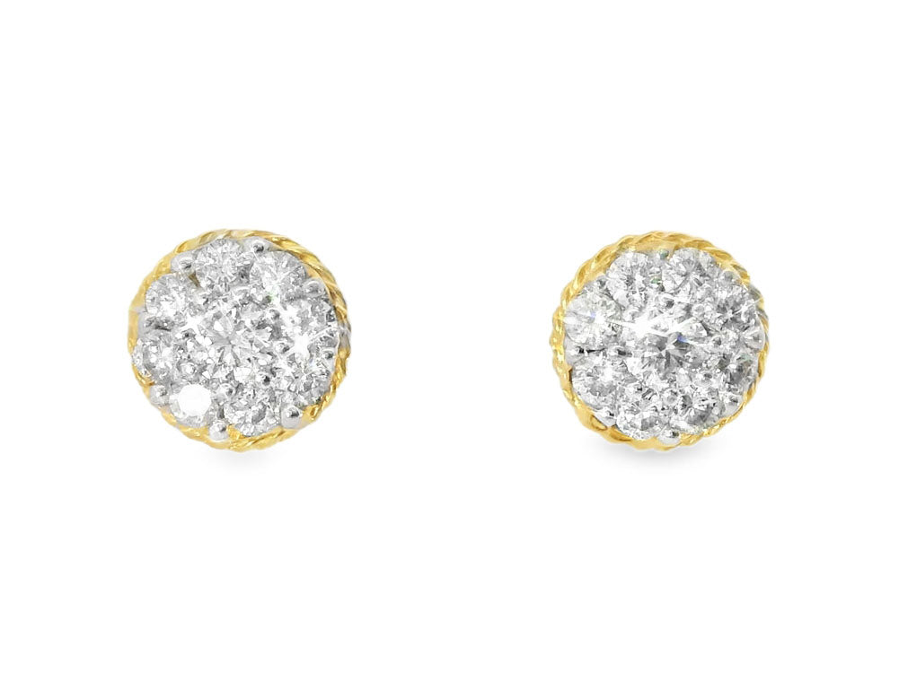 Stunning Estate 14K Yellow Gold 1 Carat Diamond Stud Earrings