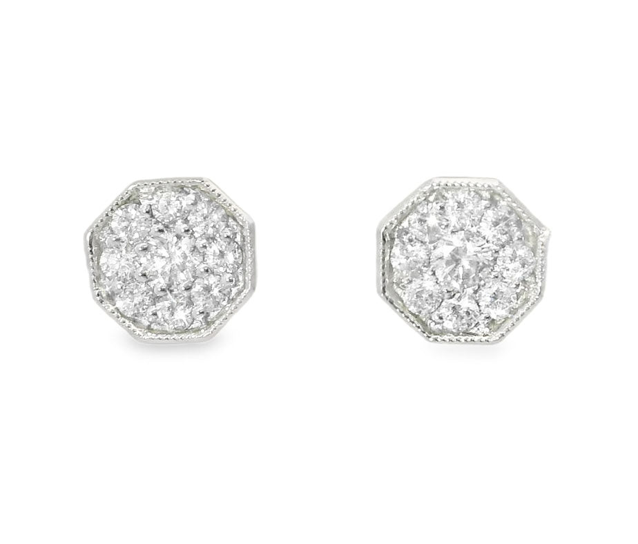 Stunning Estate 14K White Gold 1 Carat Diamond Stud Earrings