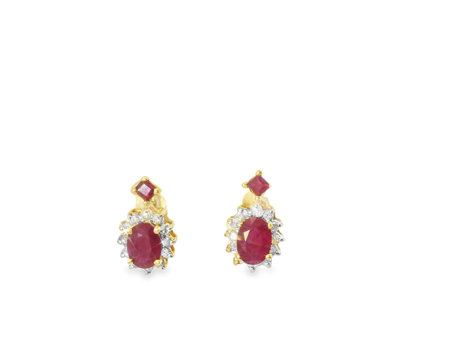 Gorgeous Estate 14K Yellow Gold Diamond Ruby Filigree Earrings