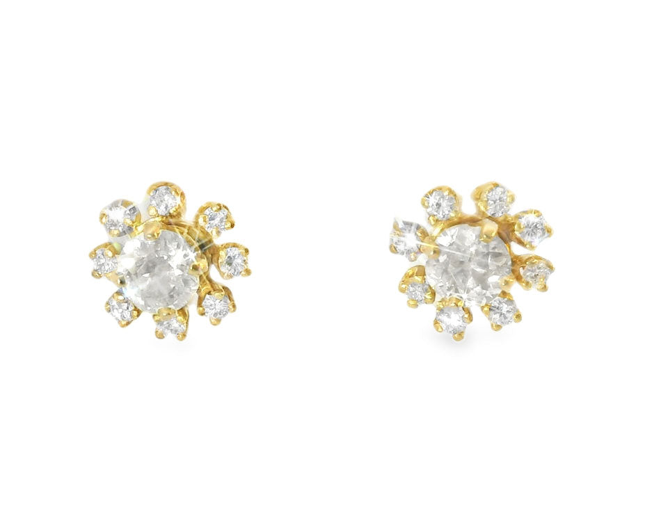 14K Yellow Gold Diamond Stud Jackets Earrings