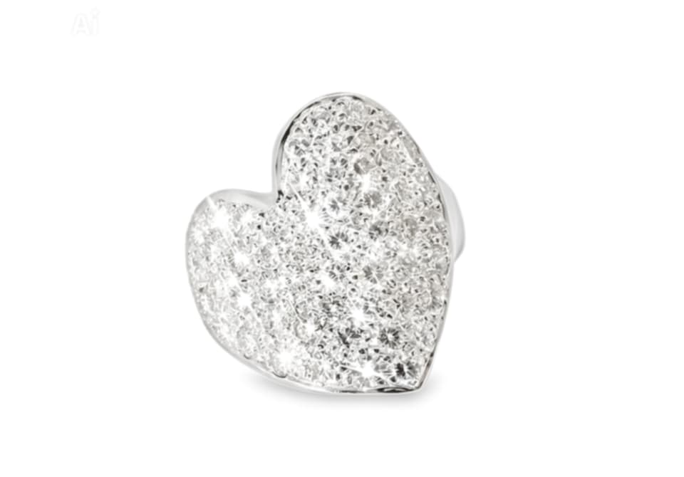 Platinum Heart Shaped Pave Diamond Ring