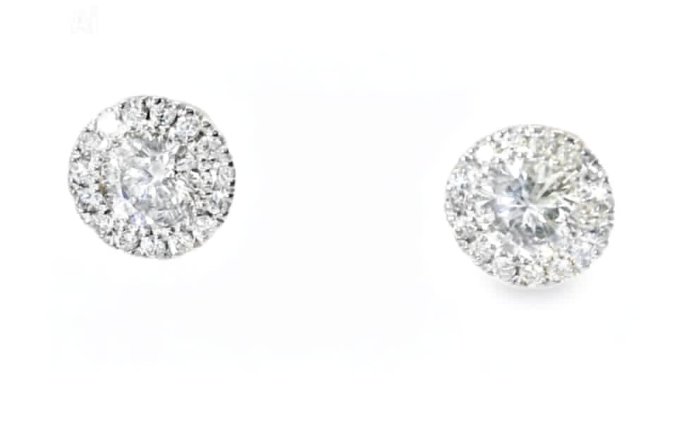 14K White Gold Diamond Solitaire Stud Earrings Estate