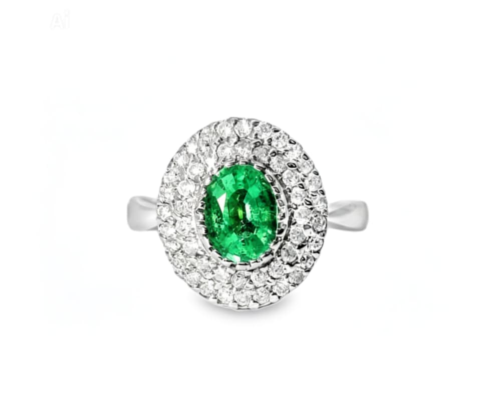 14K White Gold Paraiba Tourmaline and Diamond Cocktail Ring Estate