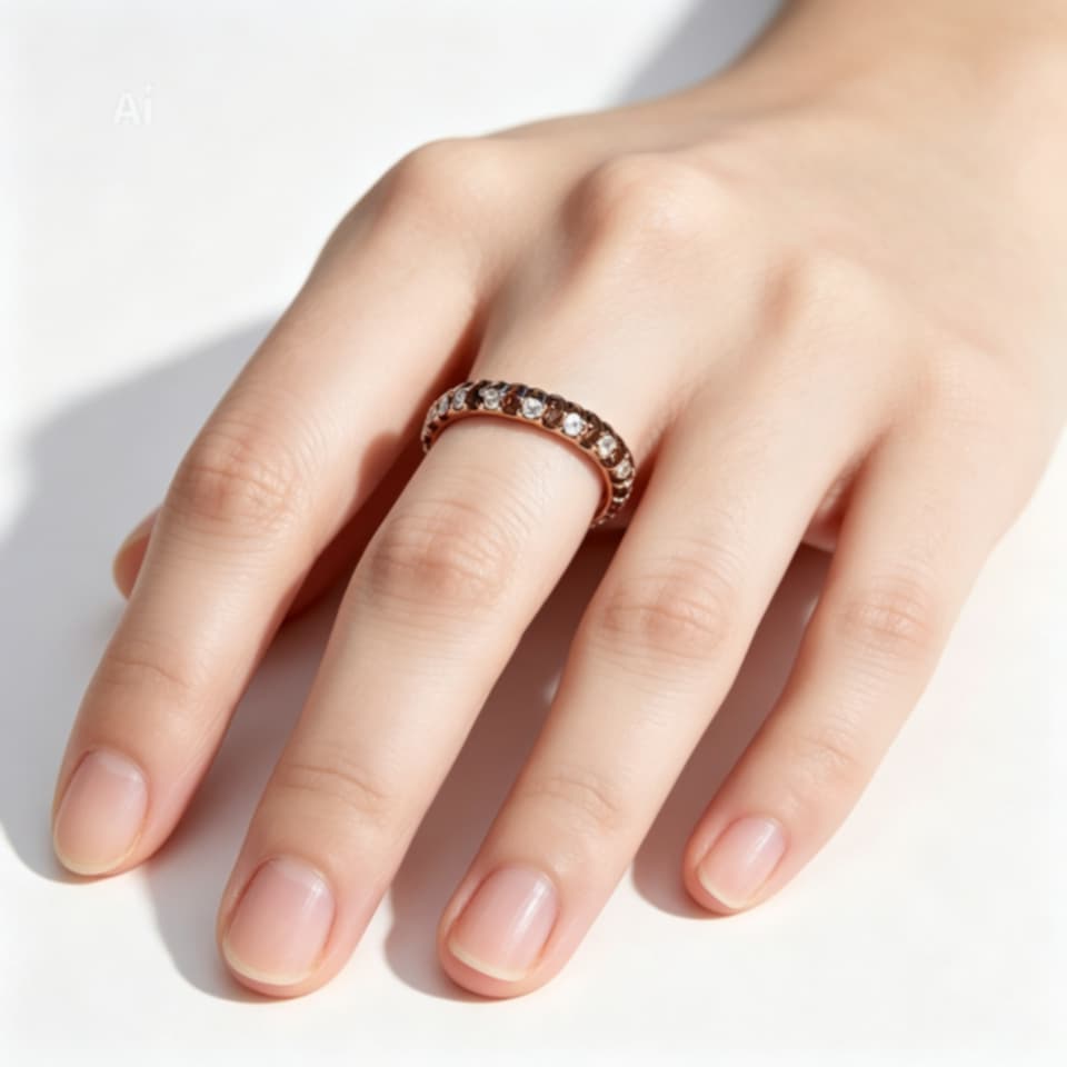 18K Yellow Gold Diamond Safety Pin Band Ring