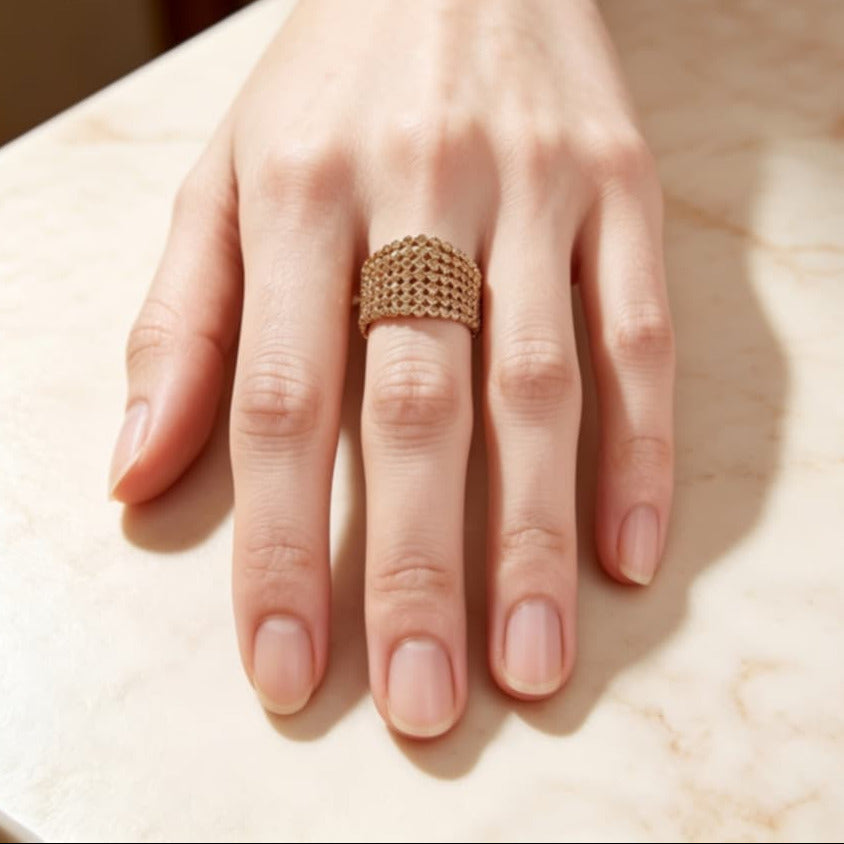 Yellow Gold Vermeil 925 Silver Champagne Diamond Band Ring