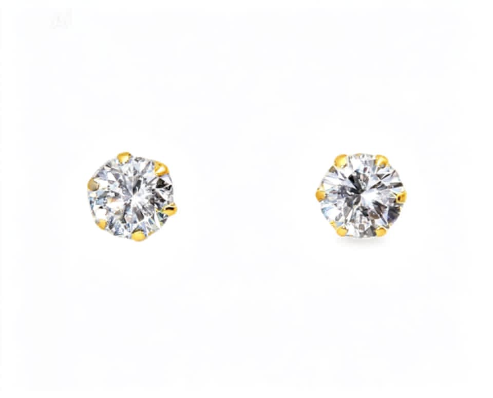 18K Yellow Gold Diamond Martini Style Stud Earrings