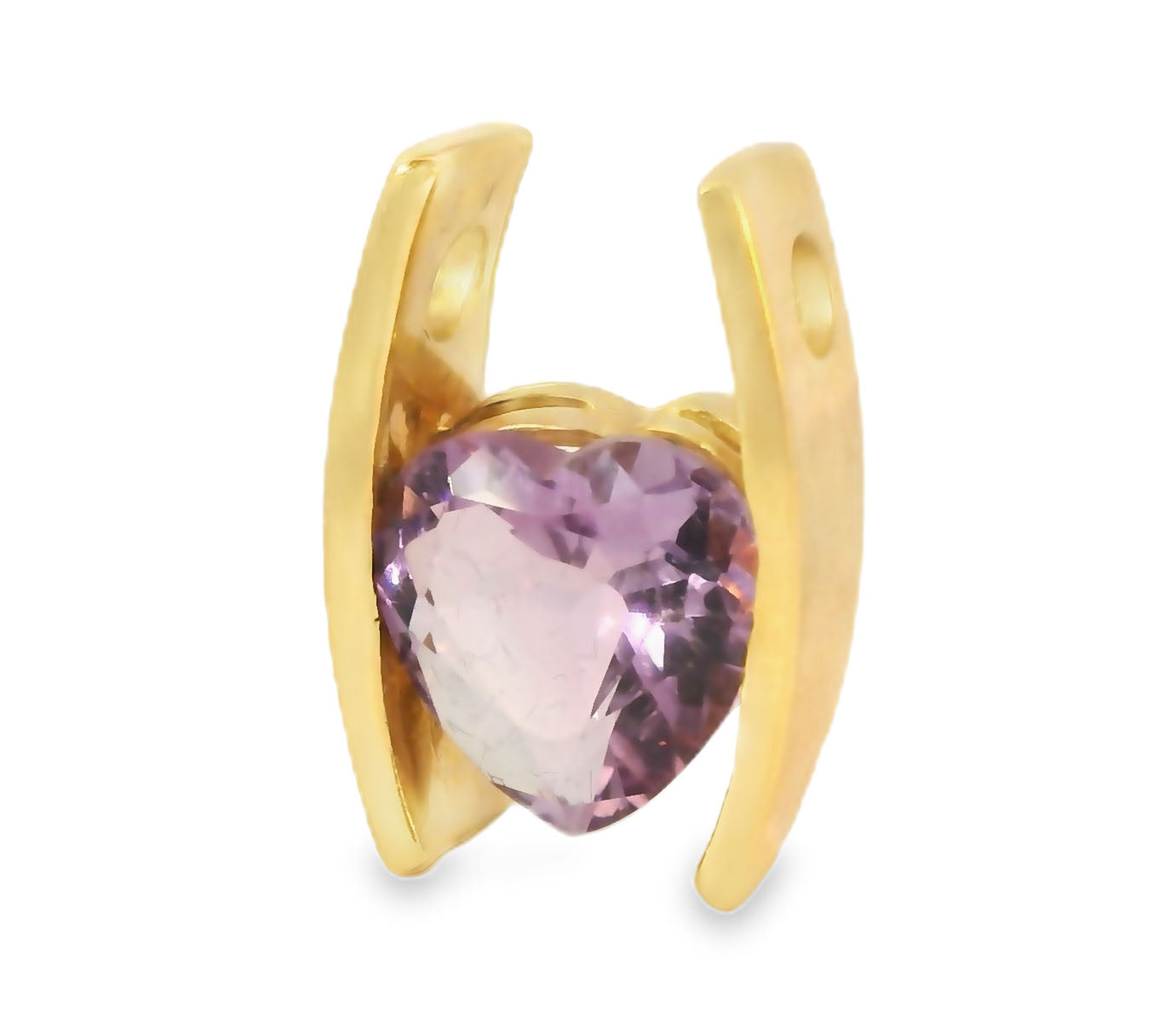 Stunning Estate 14K Yellow Gold Amethyst Heart Pendant Slide - GGEMSonline