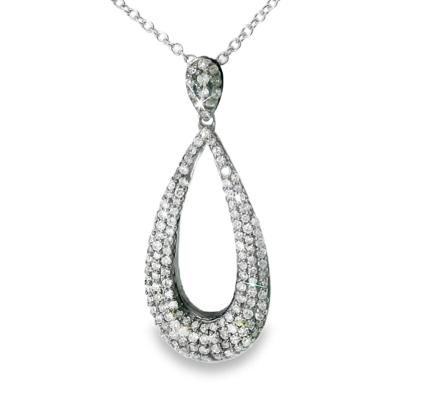 Stunning Estate 14K Black Gold Diamond Micropave Drop Pendant - GGEMSonline