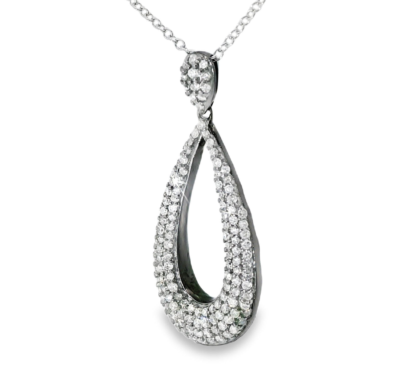 Stunning Estate 14K Black Gold Diamond Micropave Drop Pendant - GGEMSonline