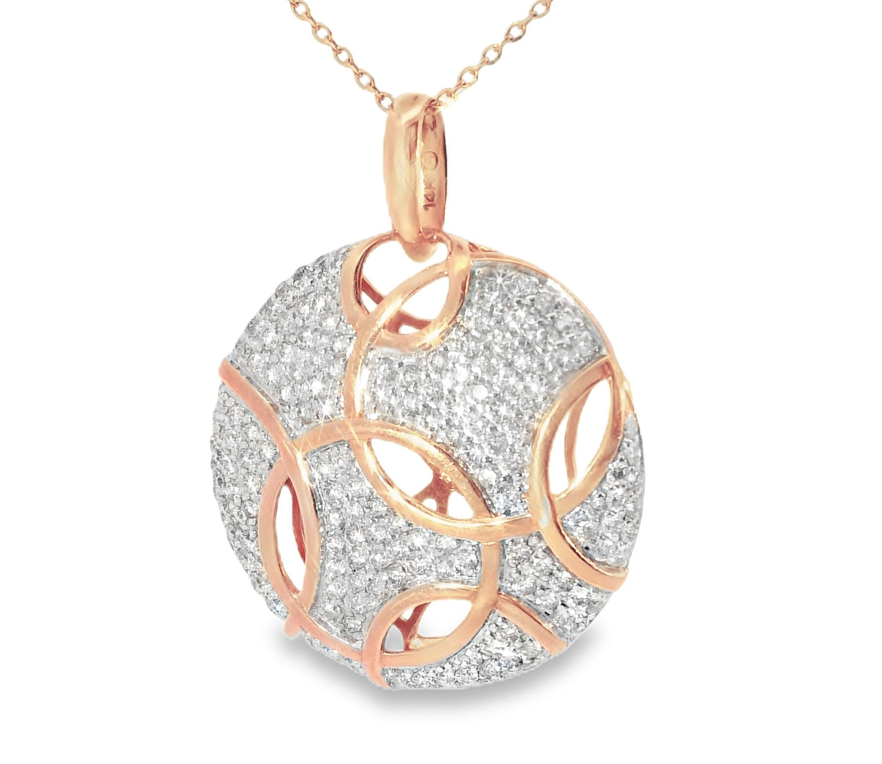 Gorgeous Handmade 14K Pink Rose Gold Paved Diamond Pendant Necklace Slide - GGEMSonline
