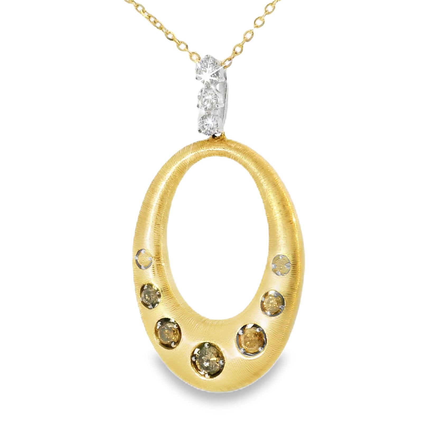 Designer Handmade Cordova 18K Yellow Gold Diamond Champagne Champagne Diamond Pendant Necklace Slide - GGEMSonline