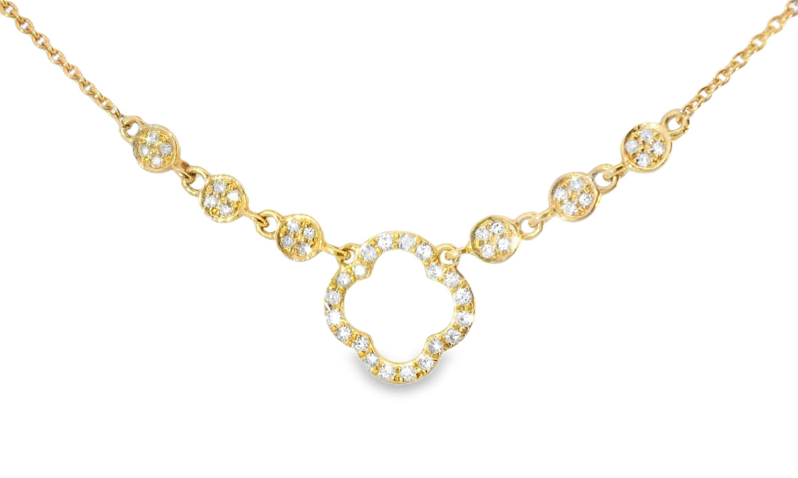 Gorgeous 14K Rose Pink Gold Floral 4-Leaf 4 Leaf Clover Mabe Diamond Pendant Necklace - GGEMSonline