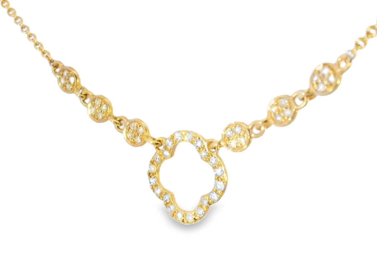 Gorgeous 14K Rose Pink Gold Floral 4-Leaf 4 Leaf Clover Mabe Diamond Pendant Necklace - GGEMSonline