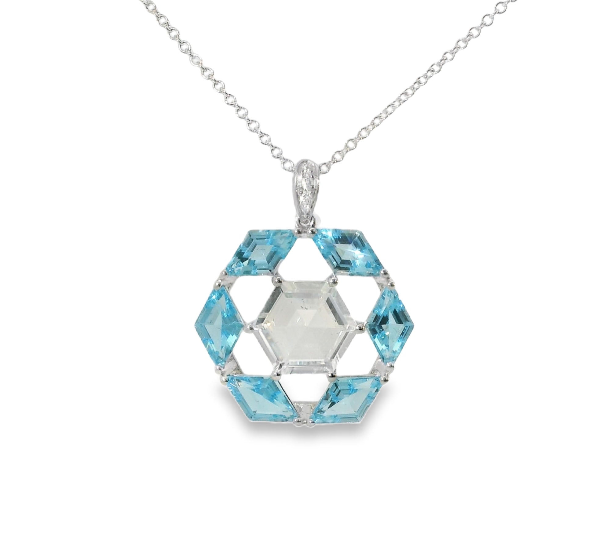 Elegant Hexagonal Topaz Pendant Necklace - GGEMSonline