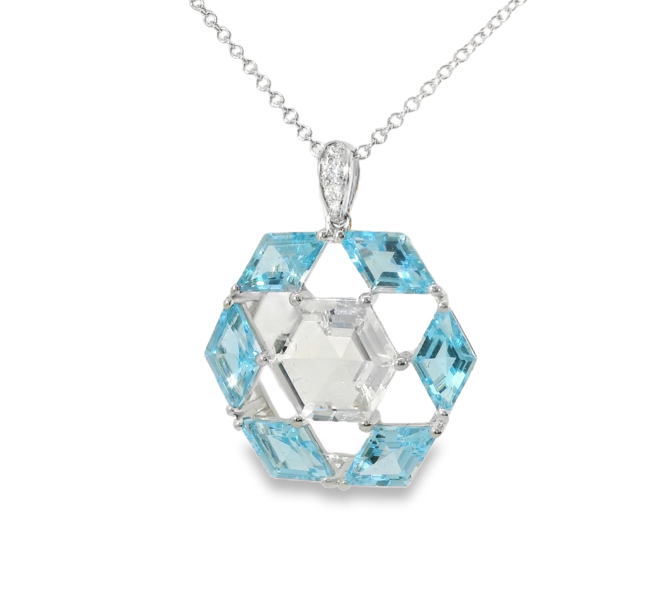 Elegant Hexagonal Topaz Pendant Necklace - GGEMSonline