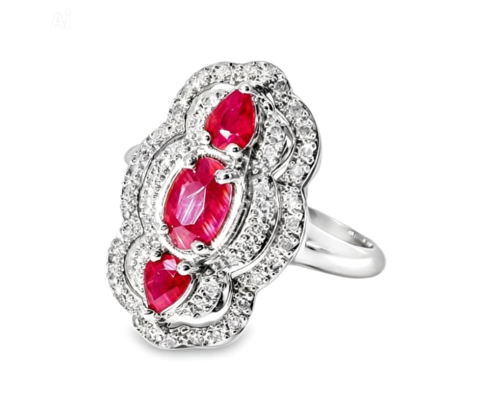 14K Yellow Gold Ruby and Diamond Designer Ring