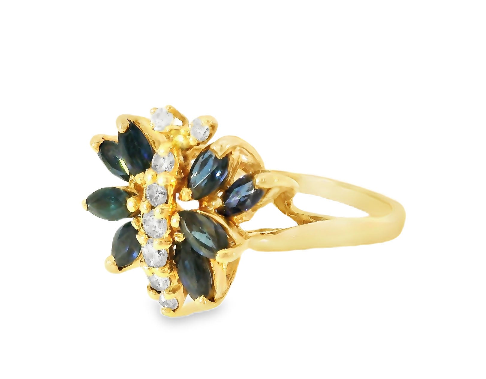 Gorgeous Estate 14K Yellow Gold Diamond Sapphire Butterfly Ring - GGEMSonline