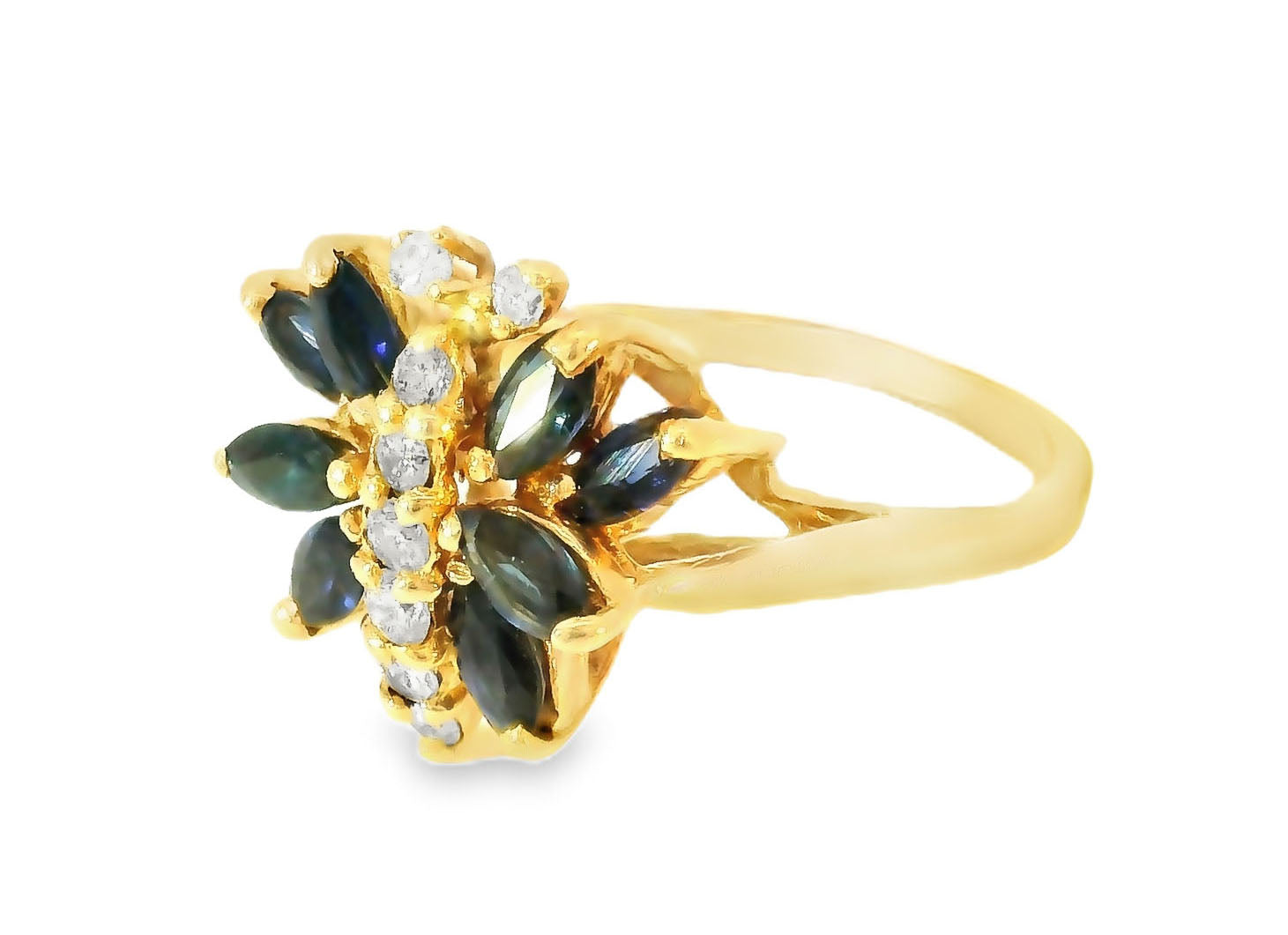 Gorgeous Estate 14K Yellow Gold Diamond Sapphire Butterfly Ring - GGEMSonline