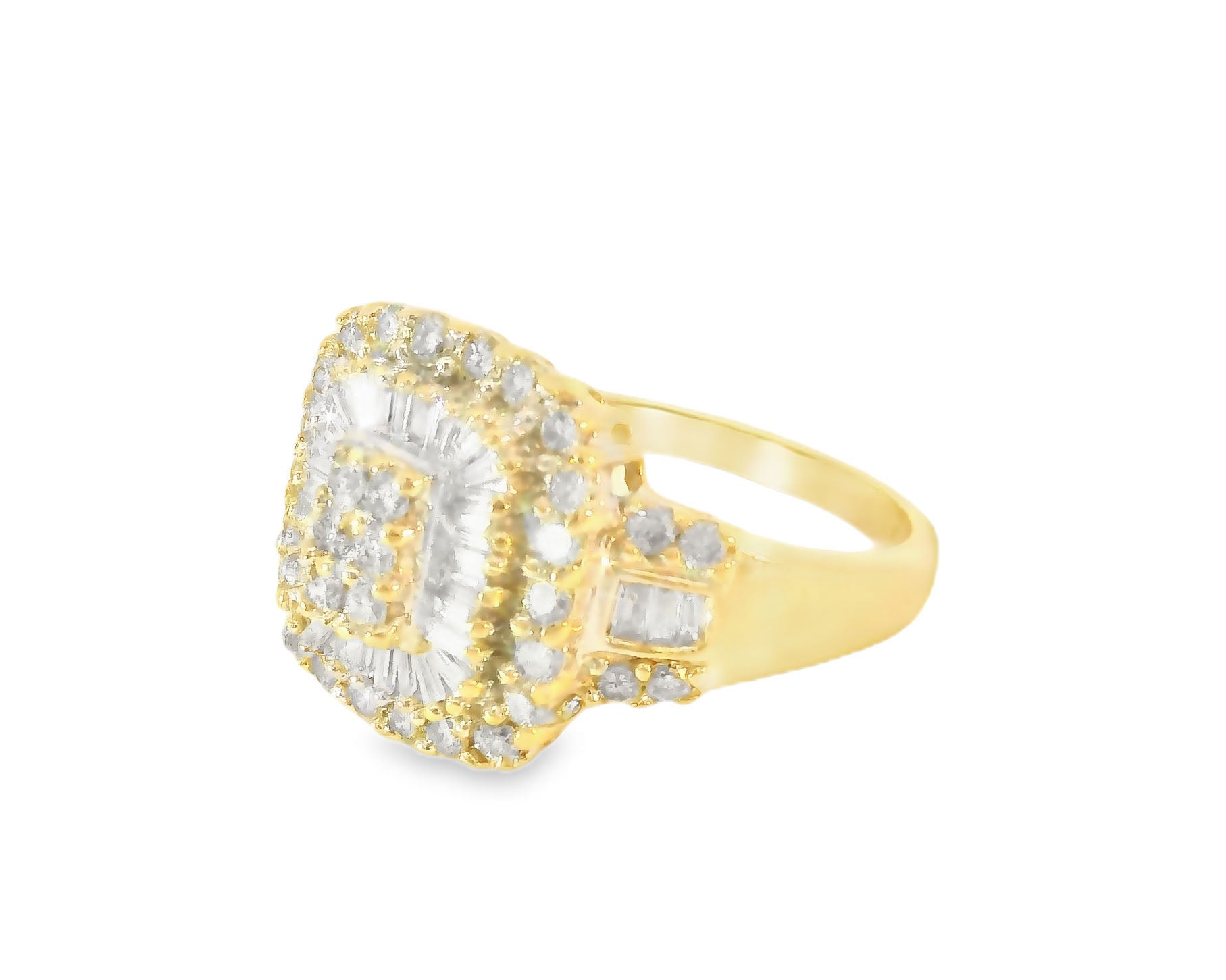 Gorgeous Estate 14K Yellow Gold Baguette Diamond Cocktail Band Ring - GGEMSonline