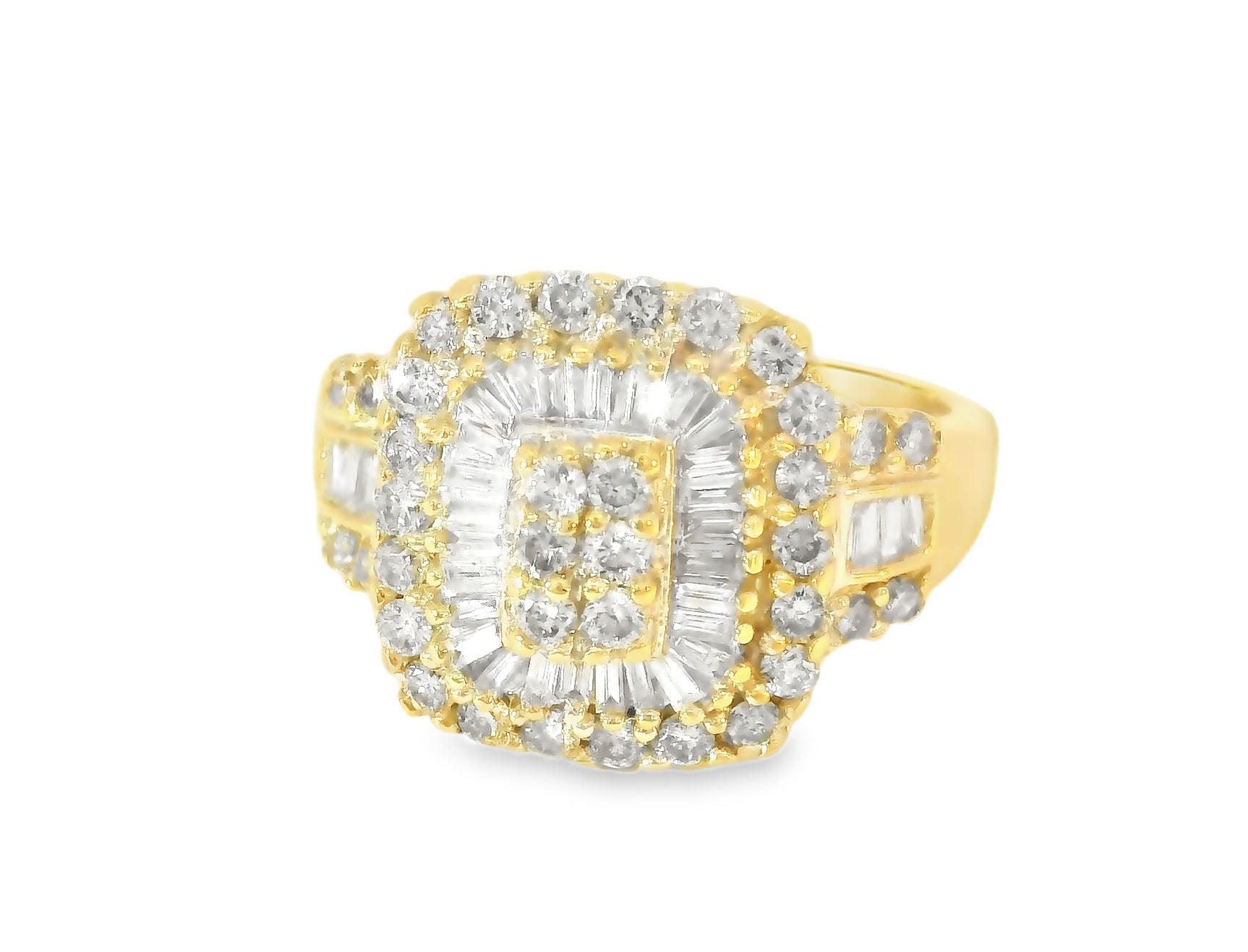 Gorgeous Estate 14K Yellow Gold Baguette Diamond Cocktail Band Ring - GGEMSonline