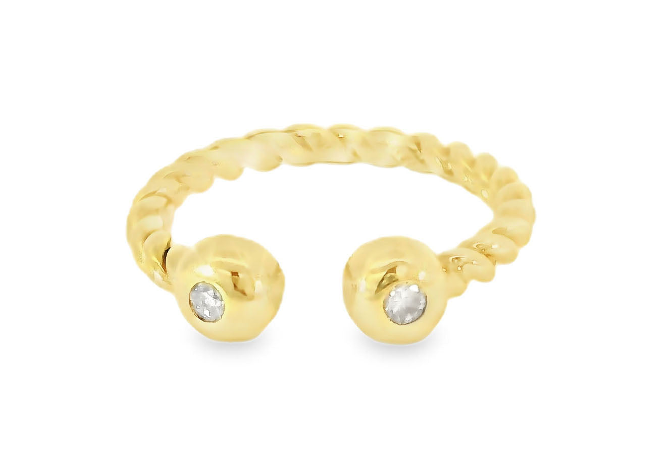 Stunnung Estate 14K Twisted Yellow Gold Diamond Pinky Band Ring - GGEMSonline