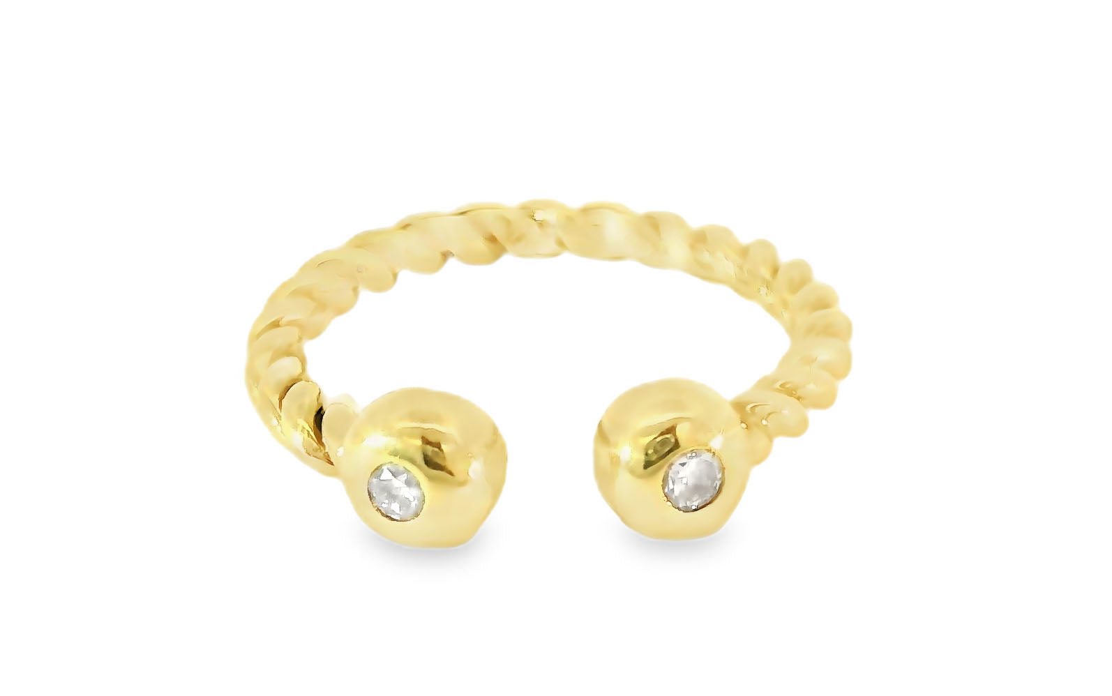 Stunnung Estate 14K Twisted Yellow Gold Diamond Pinky Band Ring - GGEMSonline