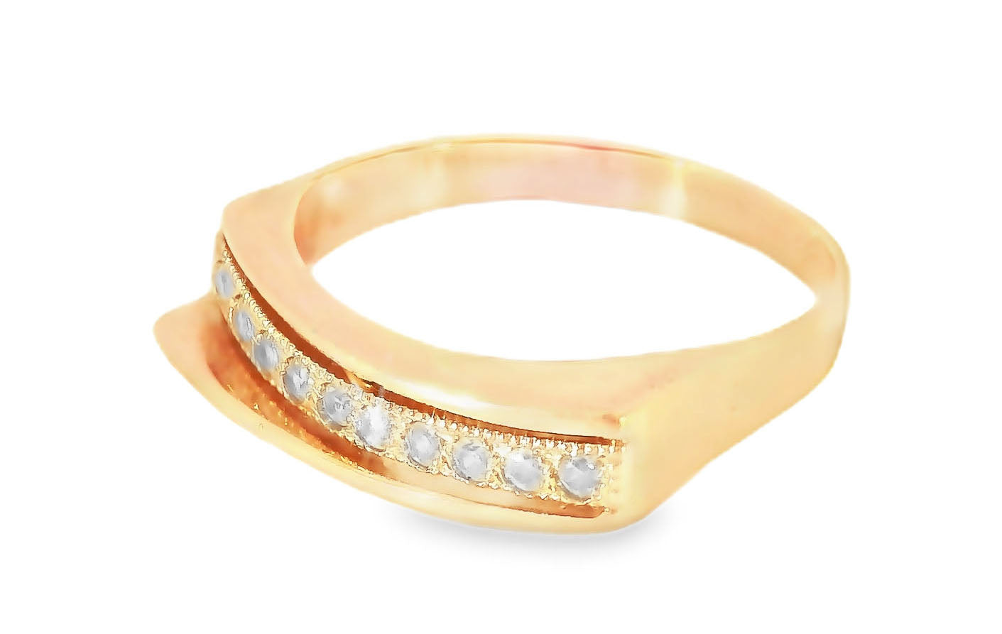 Gorgeous Estate 14K Pink Rose Gold Diamond Wedding Band Ring - GGEMSonline