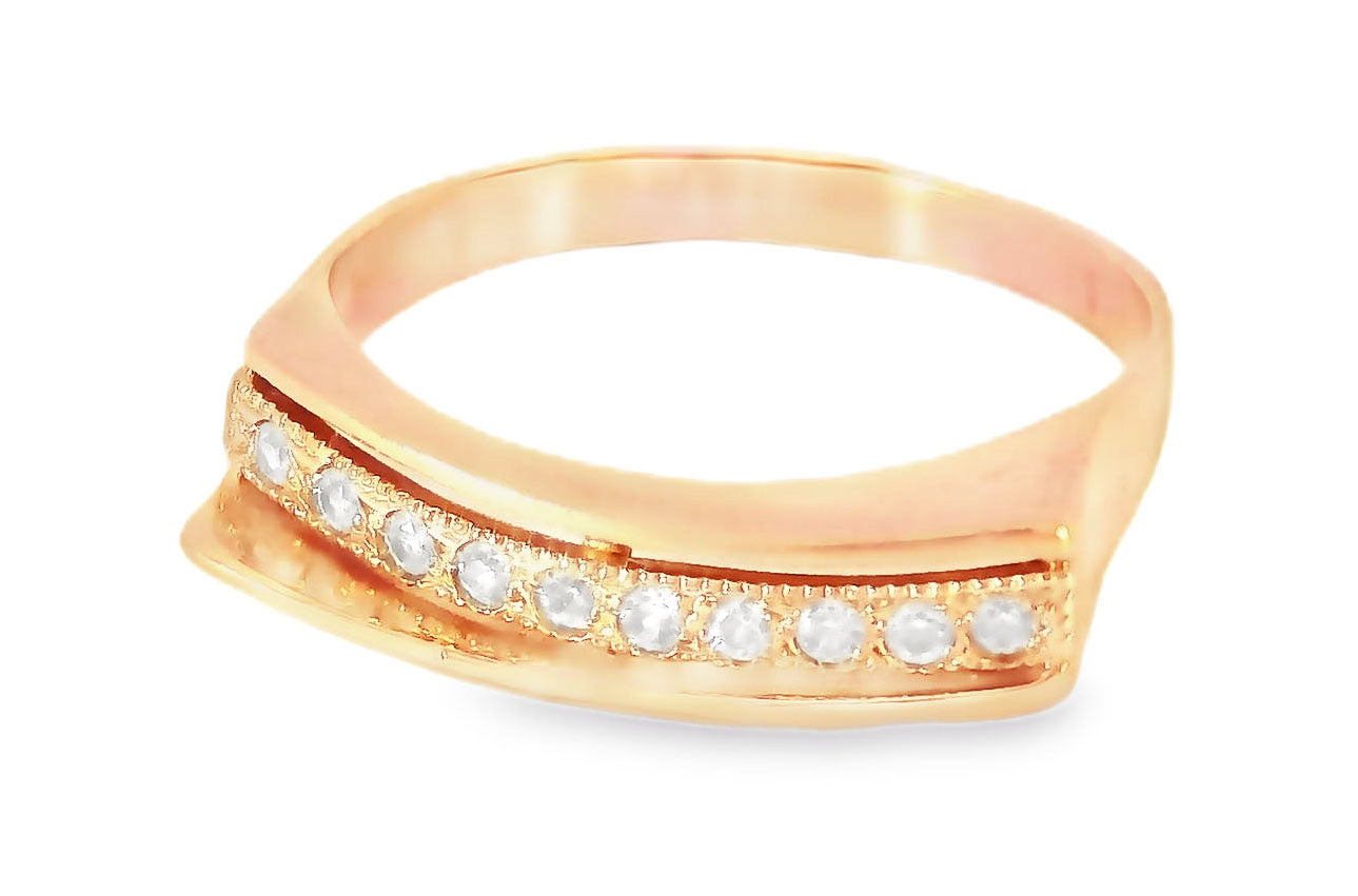 Gorgeous Estate 14K Pink Rose Gold Diamond Wedding Band Ring - GGEMSonline
