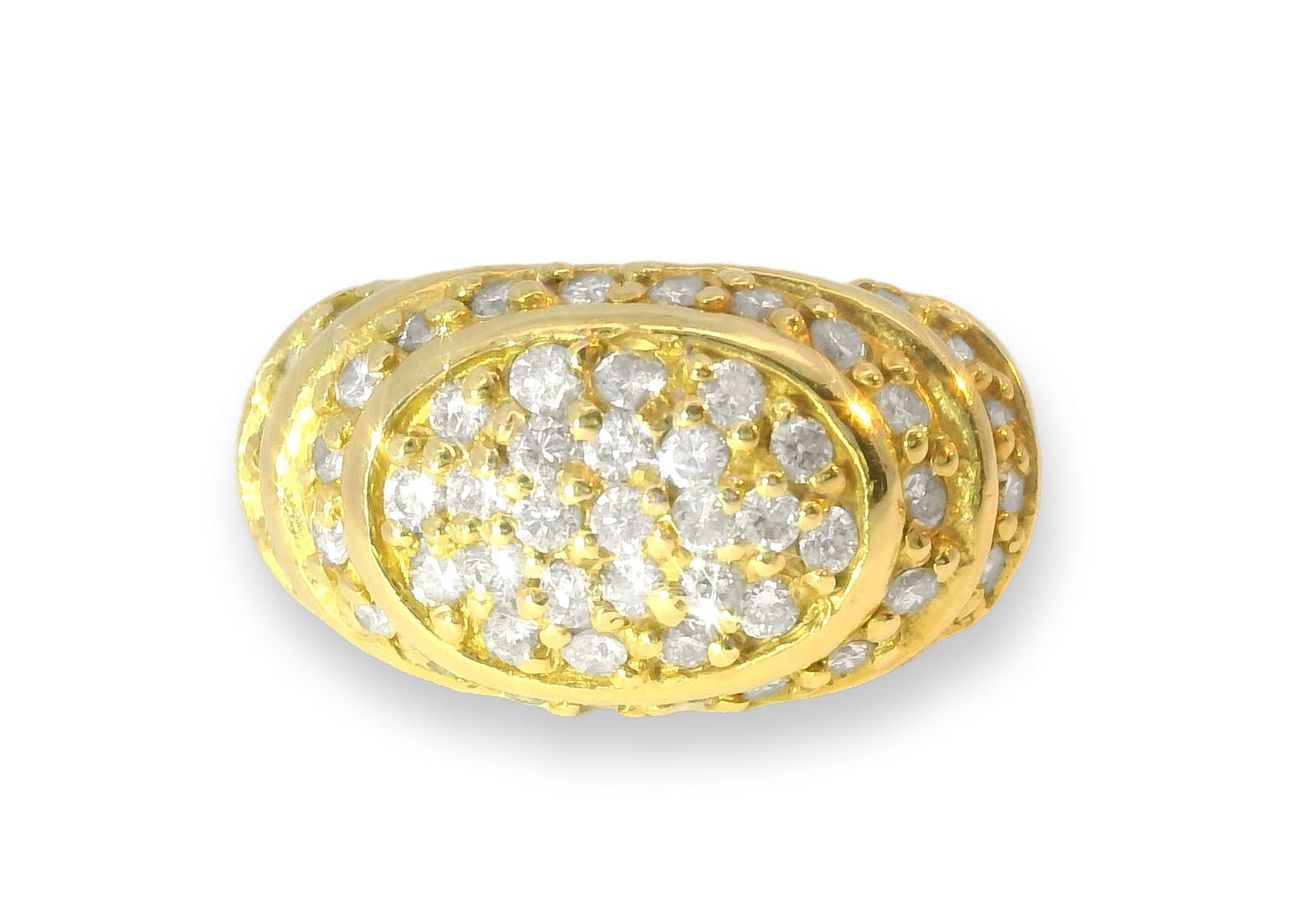 Magnificent Estate 14K Yellow Gold Diamond Designer Tiered Dome Band Ring - GGEMSonline