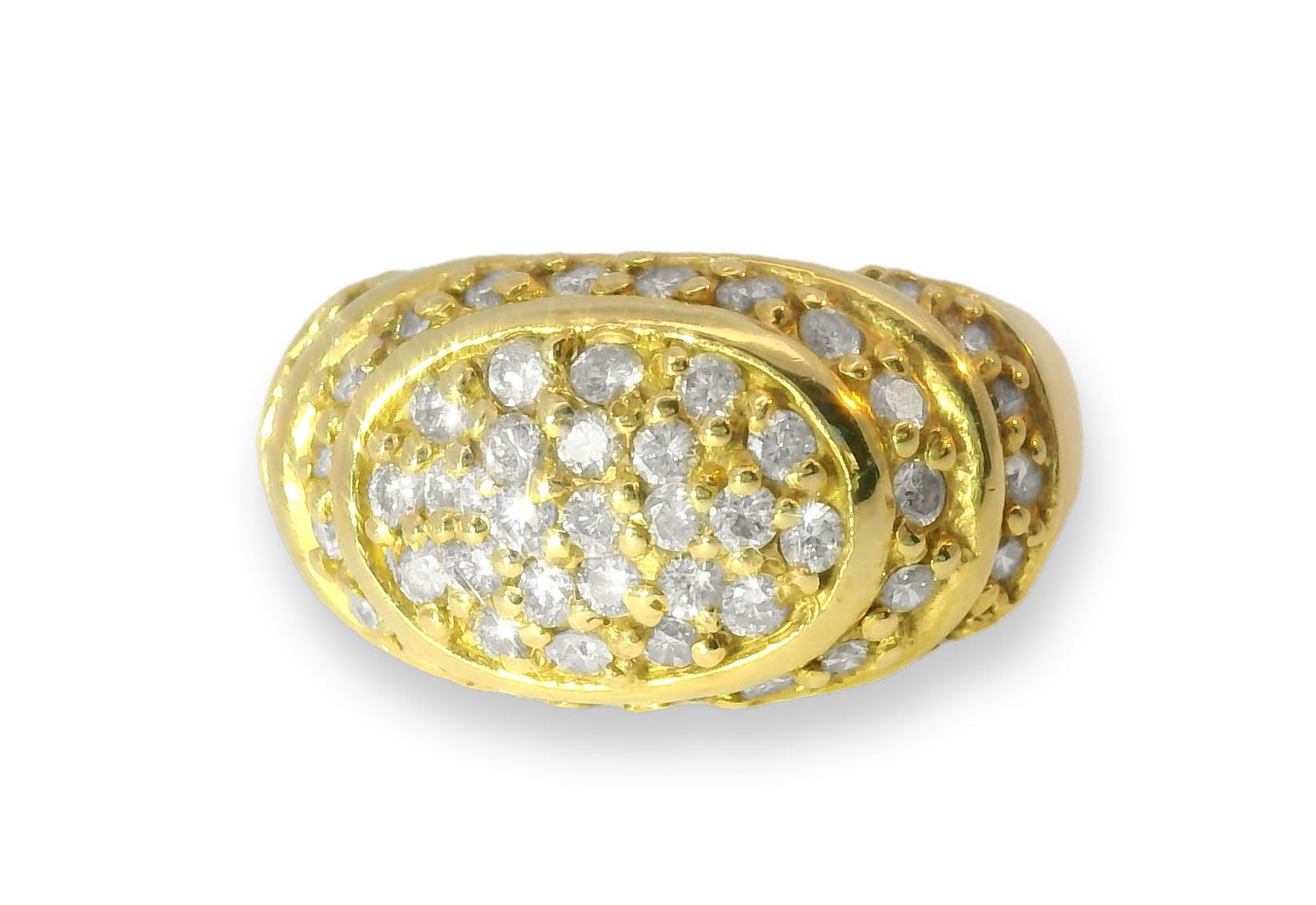 Magnificent Estate 14K Yellow Gold Diamond Designer Tiered Dome Band Ring - GGEMSonline