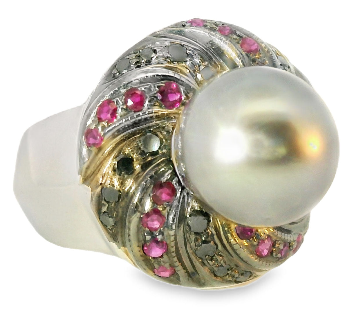 Magnificent Estate 14K Yellow Gold Art Nouveau Designer Rose Quartz Ring - GGEMSonline