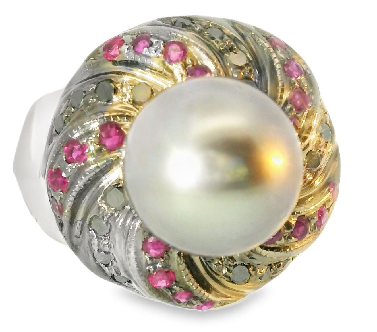 Magnificent Estate 14K Yellow Gold Art Nouveau Designer Rose Quartz Ring - GGEMSonline