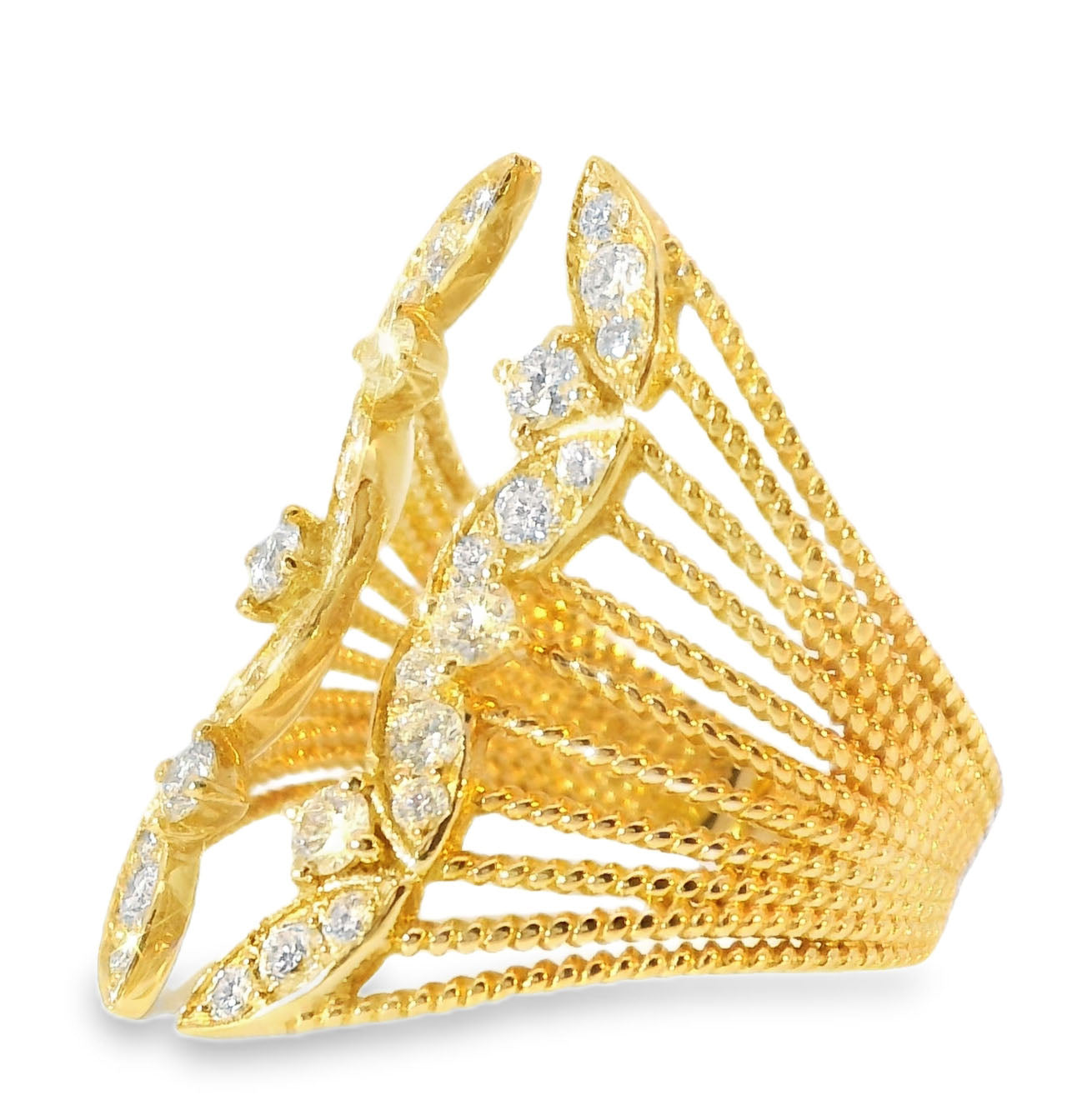 Magnificent Estate 18K Pink Rose Gold Designer Diamond Wire Filigree Band Ring - GGEMSonline