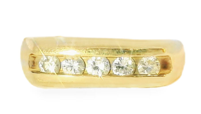 Gorgeous Estate 14K Yellow Gold Diamond Wide Wedding Band Ring - GGEMSonline