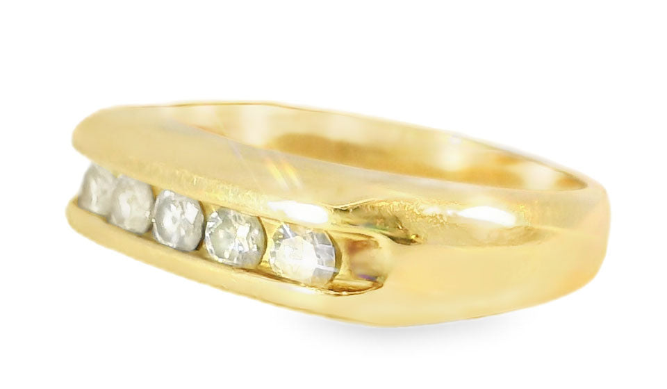 Gorgeous Estate 14K Yellow Gold Diamond Wide Wedding Band Ring - GGEMSonline