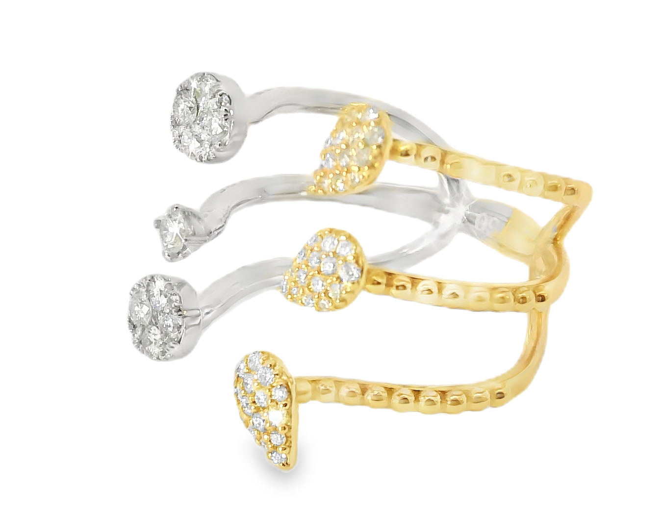 Stunninig Estate 18K Two-Tone Gold Designer Diamond Wire Filigree Band Ring - GGEMSonline