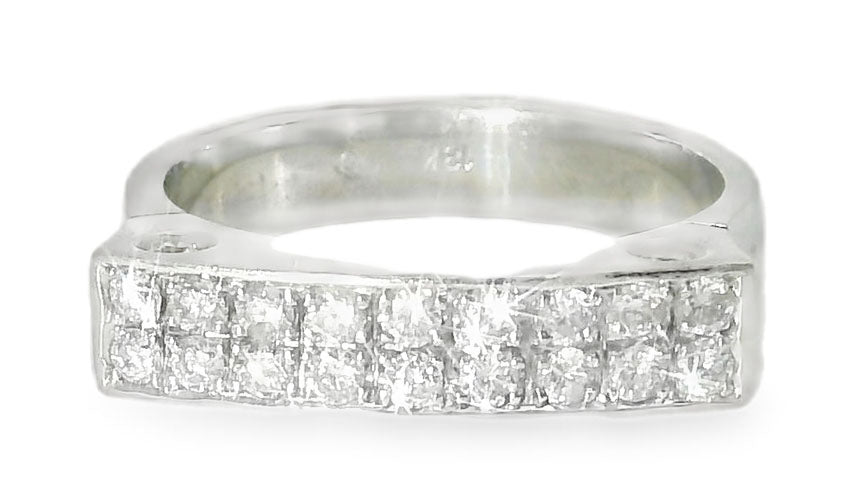 Gorgeous Estate 18K White Gold Pave Diamond Designer Ring Band - GGEMSonline