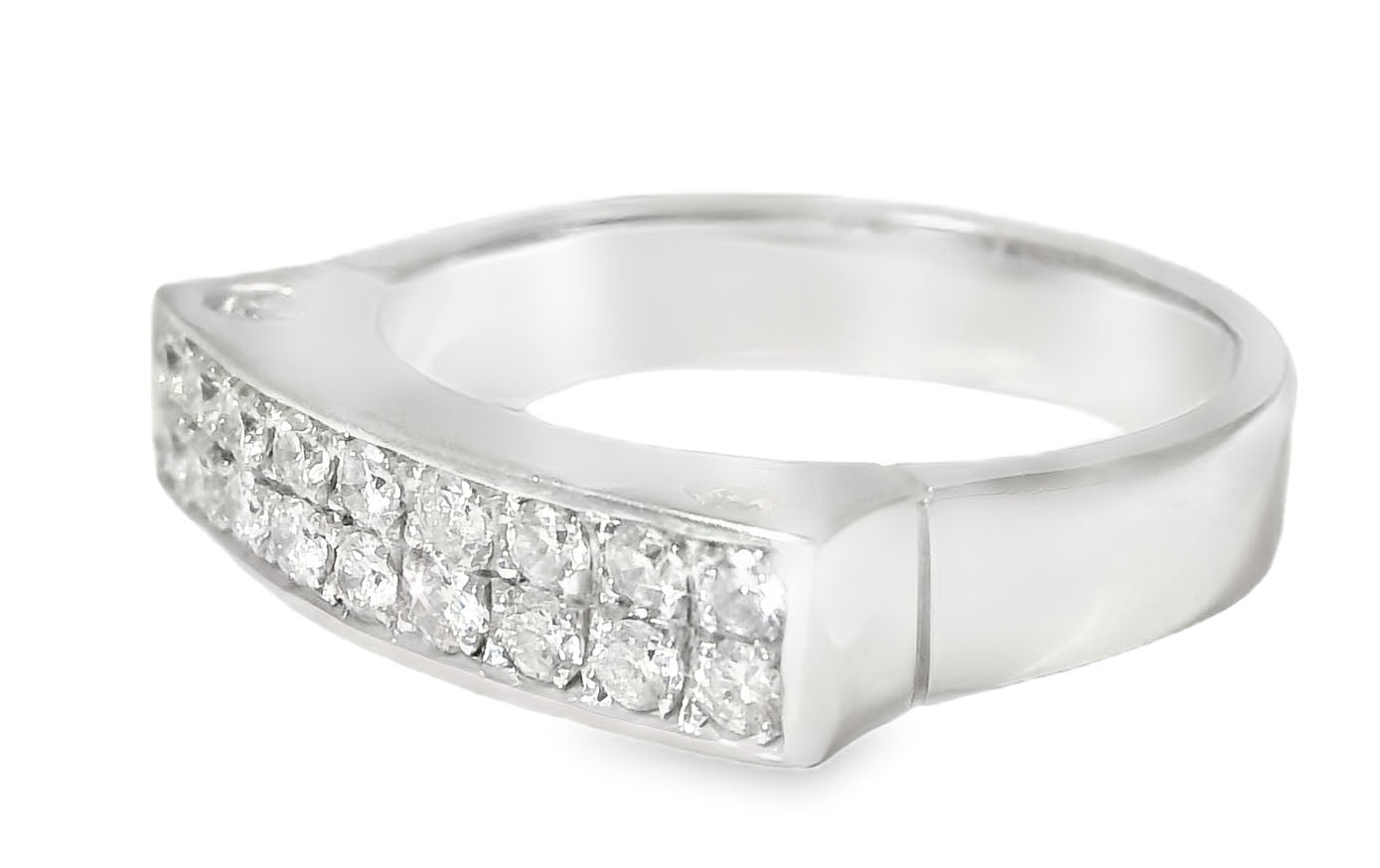 Gorgeous Estate 18K White Gold Pave Diamond Designer Ring Band - GGEMSonline