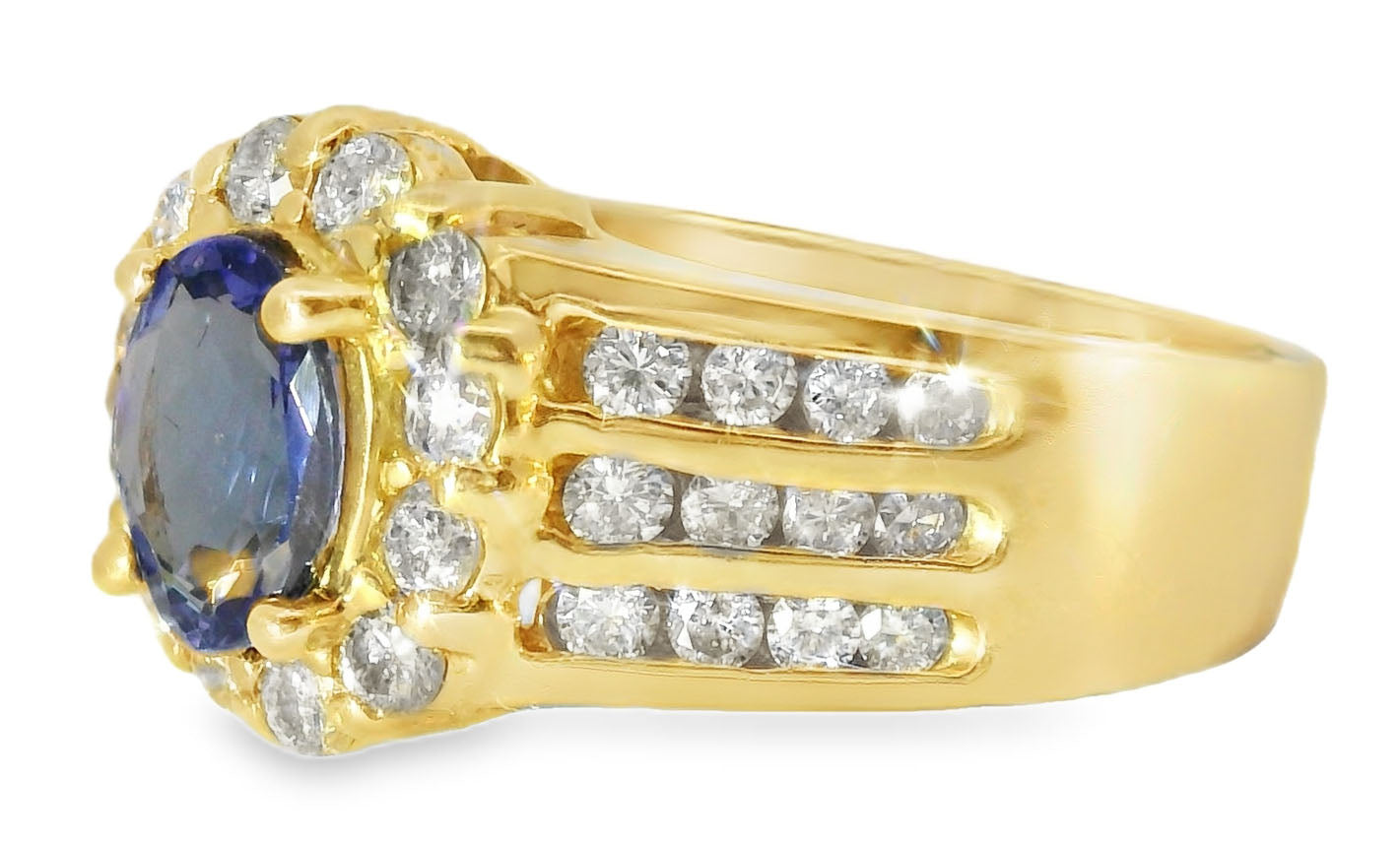 Magnificent Estate 14K Yellow Gold One Carat Solitaire Tanzanite Diamond Ring - GGEMSonline