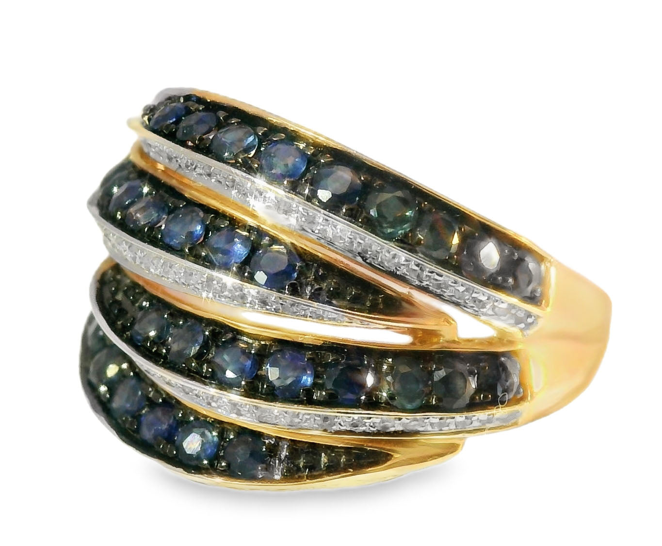 Gorgeous 14K Pink Rose Gold Diamond Sapphire Band Ring - GGEMSonline