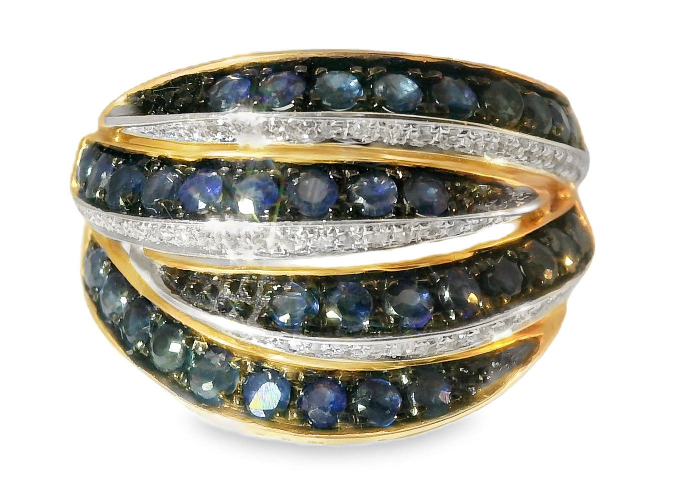 Gorgeous 14K Pink Rose Gold Diamond Sapphire Band Ring - GGEMSonline