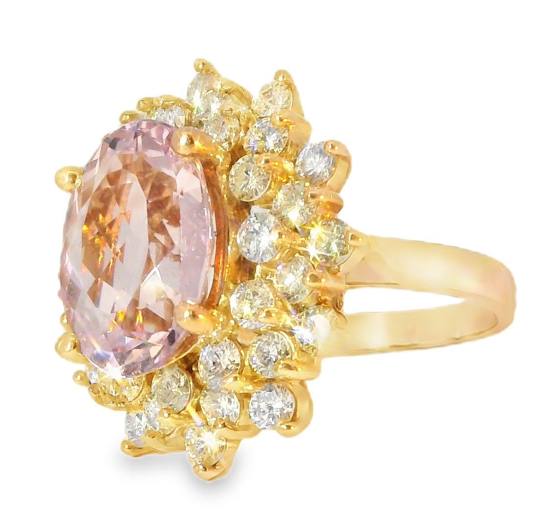 Magnificent 14K Pink Rose Gold Diamond Morganite Cocktail Ring - GGEMSonline