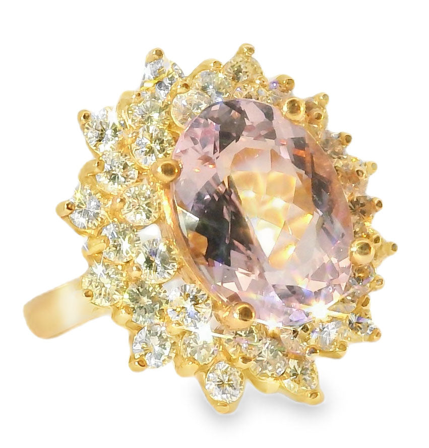 Magnificent 14K Pink Rose Gold Diamond Morganite Cocktail Ring - GGEMSonline