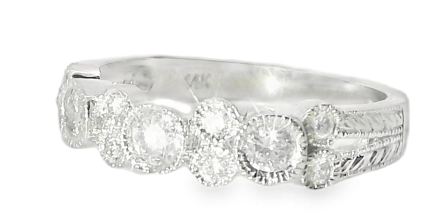 Wonderful Estate 14K White Gold Diamond Wedding Band Ring - GGEMSonline