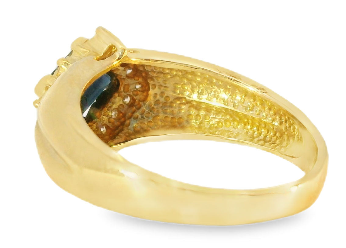 Beautiful Estate 14K Yellow Gold Sapphire Diamond Band Ring - GGEMSonline