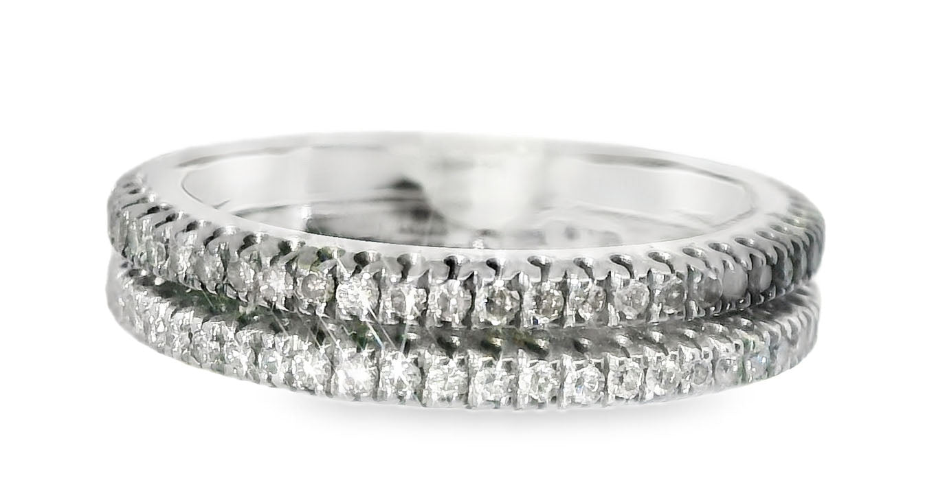 Stunning Estate 18K White Gold Black Diamond Eternity Wedding Band Ring - GGEMSonline