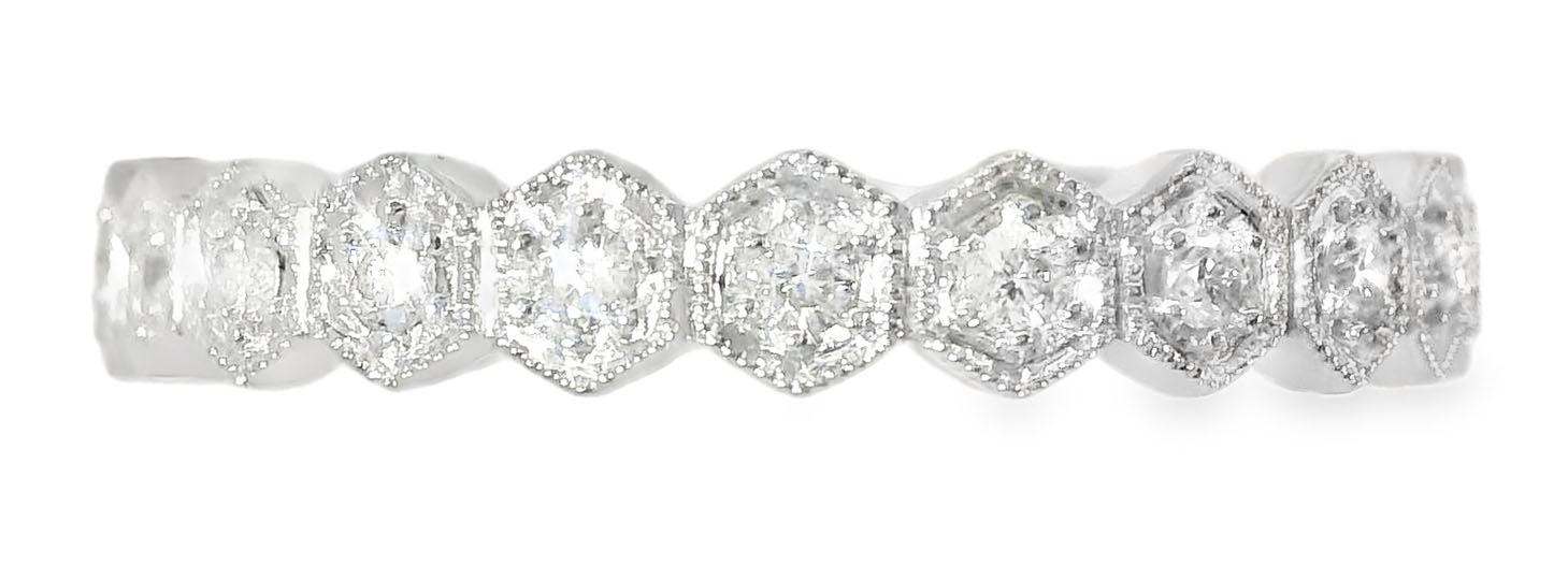 Elegant 18K White Gold Diamond Eternity Wedding Band Ring - GGEMSonline