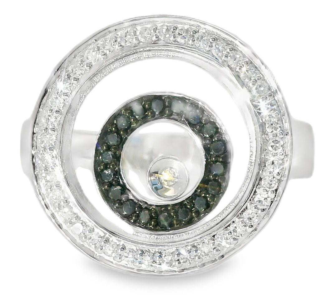 Beautiful 14K White Gold Black Diamond Disc Floating Ring - GGEMSonline