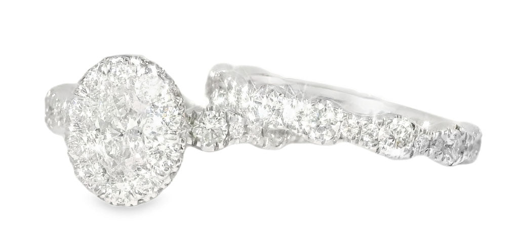 Jean Dousset 14K White Gold 1.5 Carat Diamond Invisible Setting Engagement Wedding Ring Set - GGEMSonline